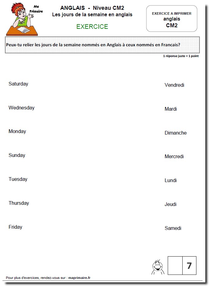 Les Jours En Anglais Ce2 Jours De La Semaine En Anglais Mcascidos